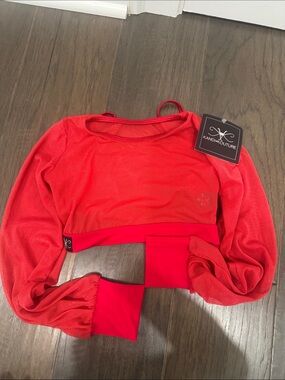 Kandi Kouture Red Sheer Long-Sleeve Crop Top